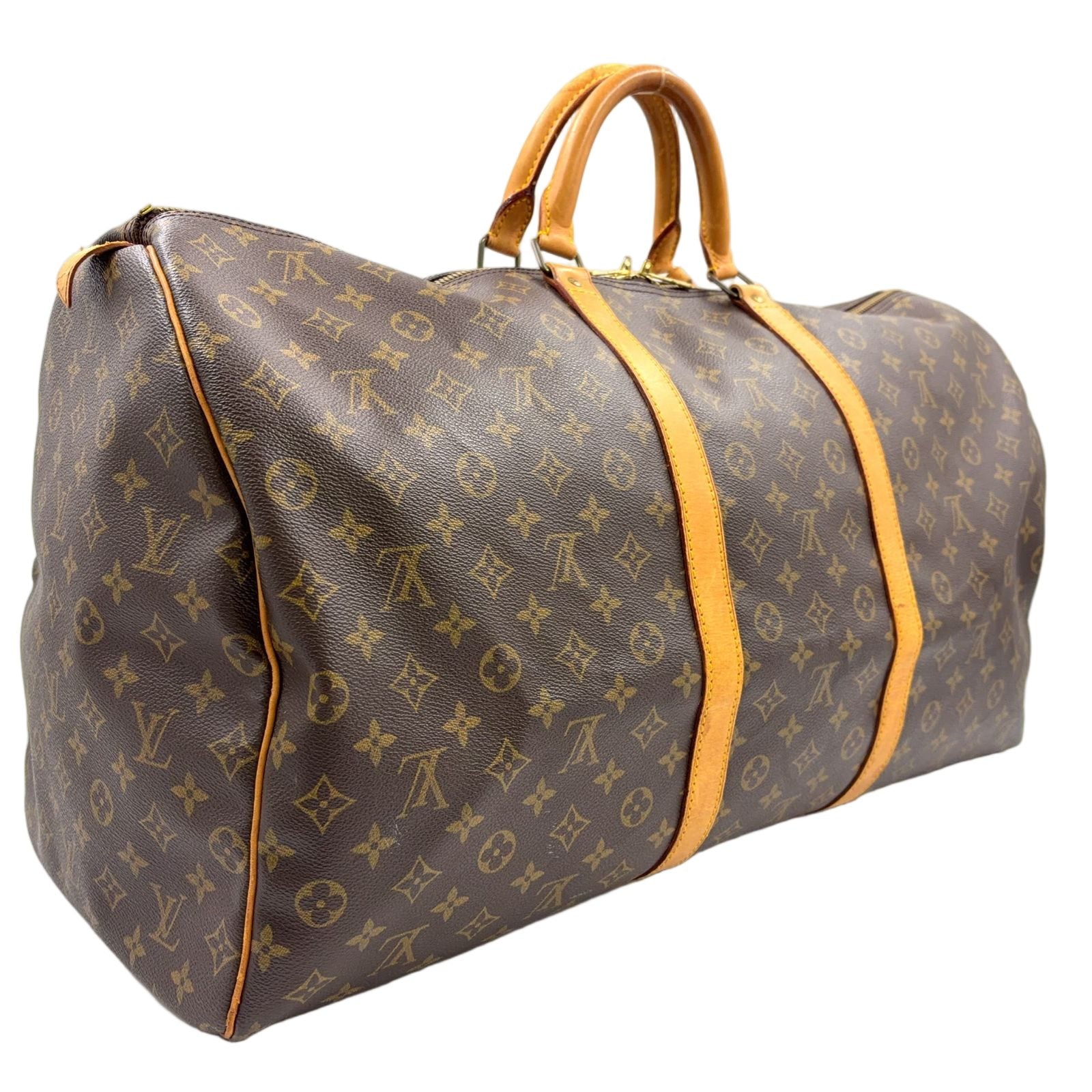 Louis Vuitton Keepall 60 Monogram Leather Brown Boston Bag Gold — view 2
