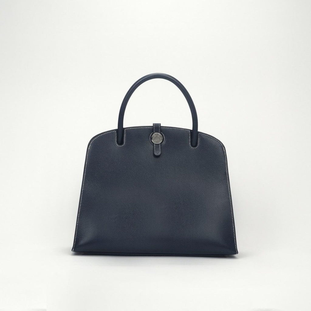 Hermes Dalvy MM Tote Lycee Blueroy Navy Silver Handbag