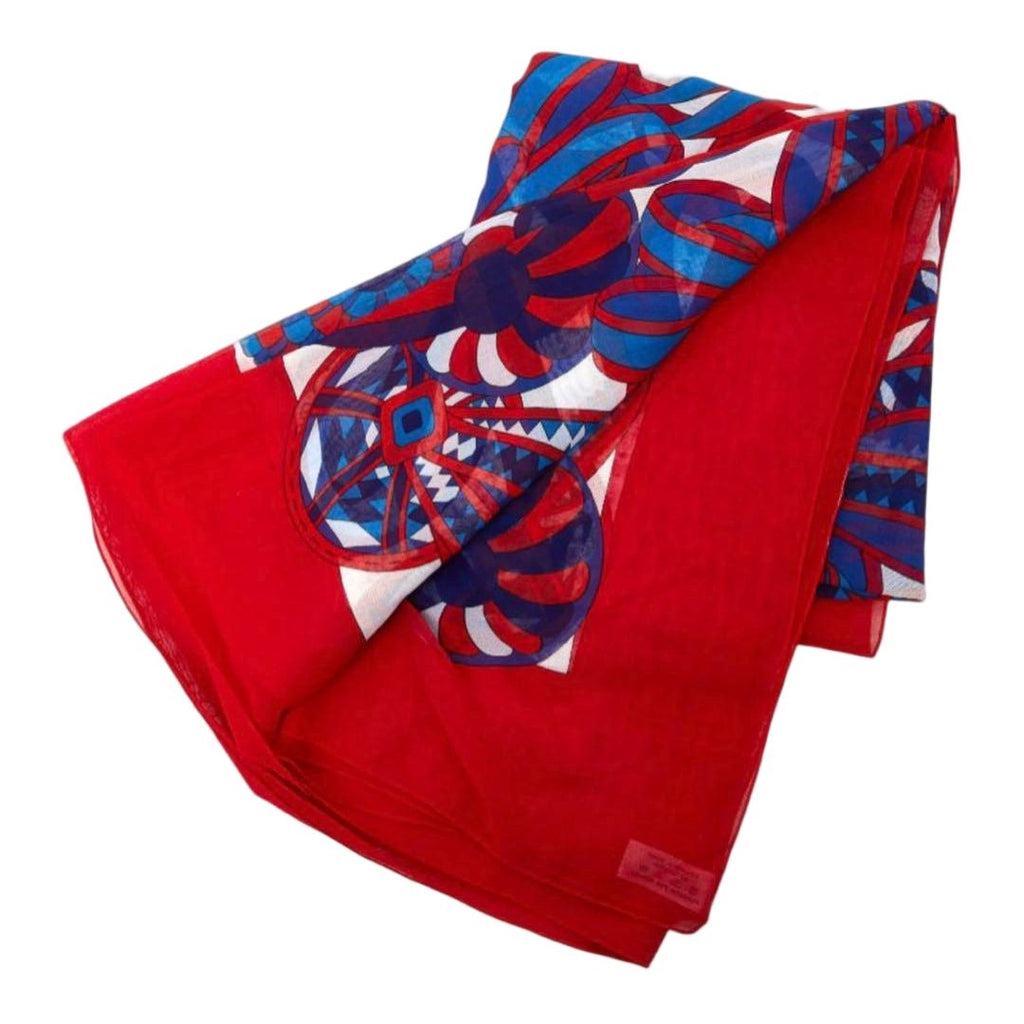Hermes Ribbon Pattern Shawl Red Scarf