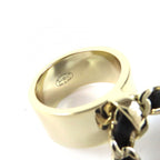 Chanel CC Logo Quilted Bag Charm Ring Gold Black — view 6