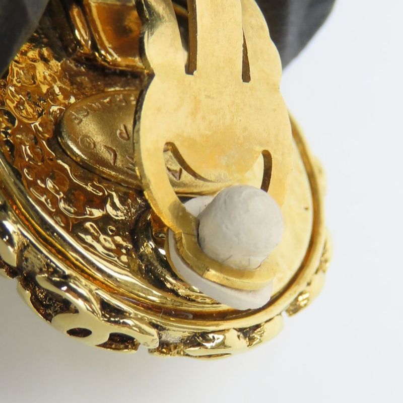 Chanel Earrings Coco Mark Metal Faux Pearl Gold Plated Accessories 94 P — view 8