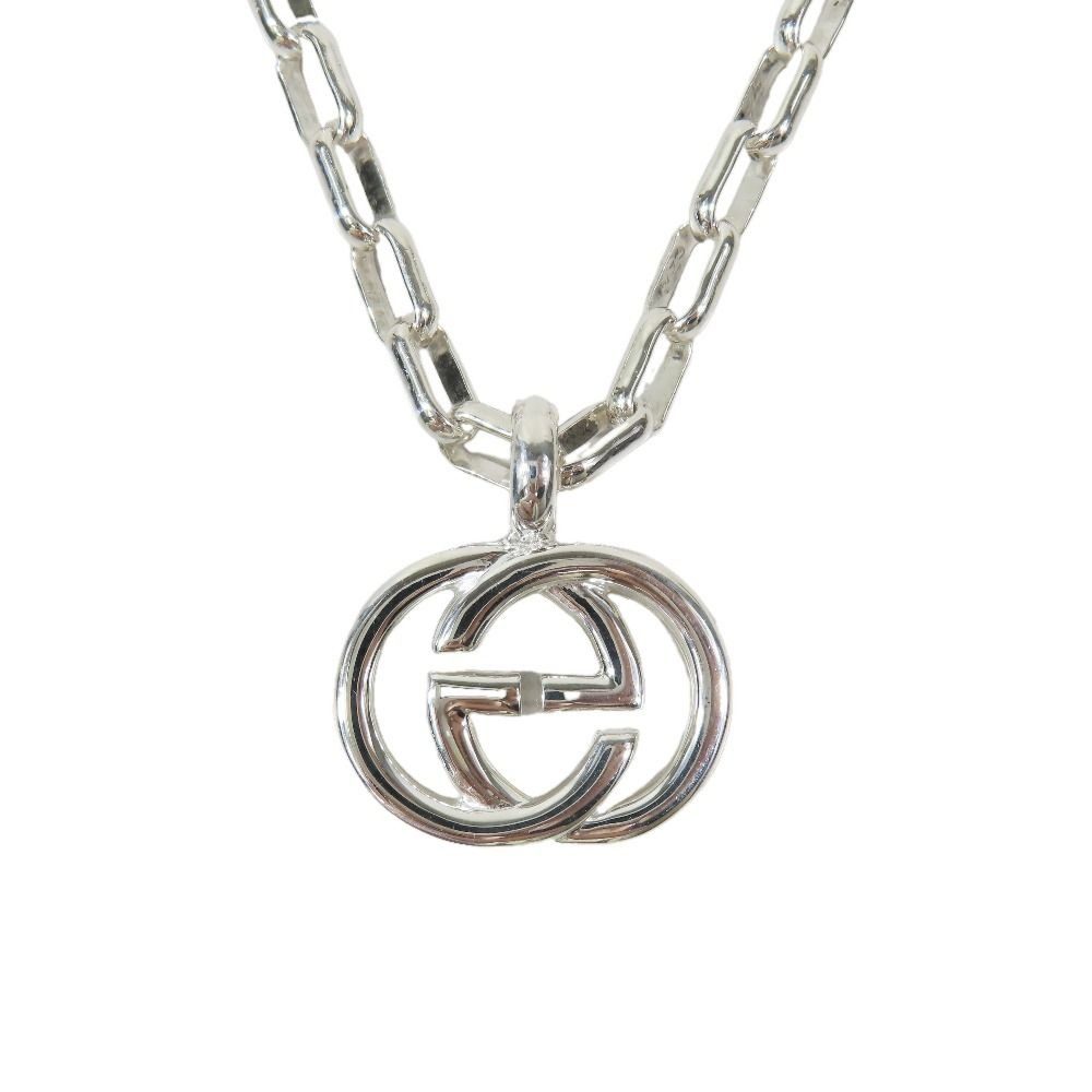 Gucci Polished Interlocking Logo GG Necklace Chain Star Ring Silver
