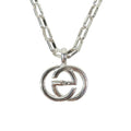 Gucci Polished Interlocking Logo GG Necklace Chain Star Ring Silver