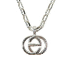 Gucci Polished Interlocking Logo GG Necklace Chain Star Ring Silver — view 7