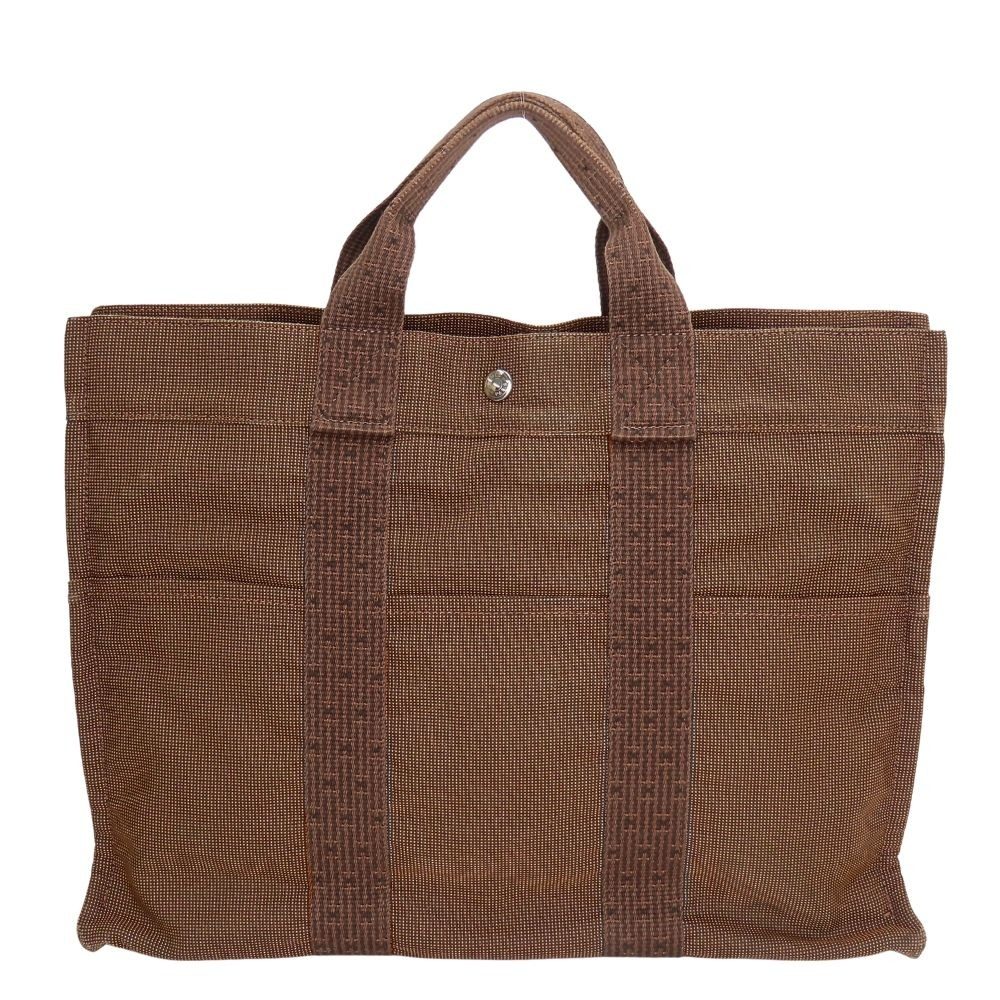 Hermes Tote Her Line MM Polyester Polyamide Brown Vintage