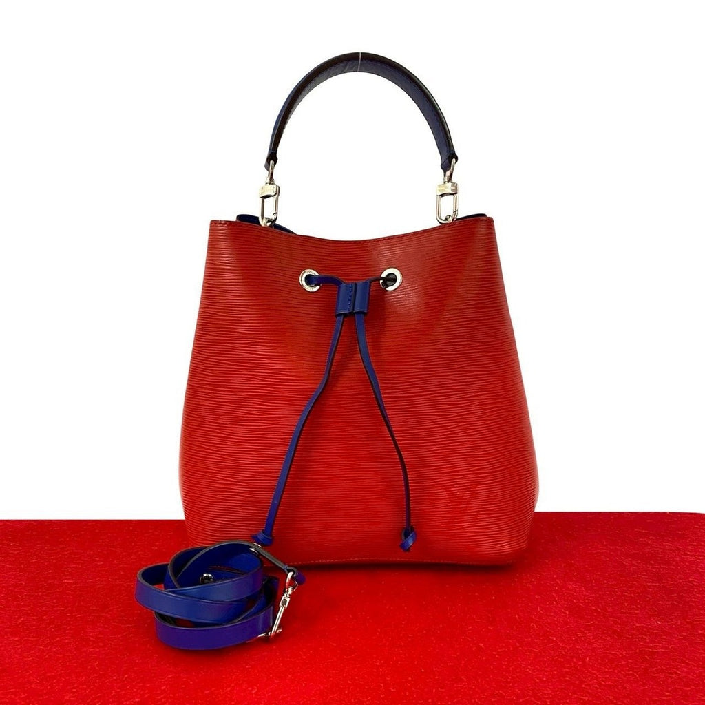 Louis Vuitton Neo Noe MM Epi Leather 2-Way Shoulder Bag Red Blue
