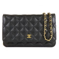 Chanel Chain Wallet Black Gold Caviar Leather Shoulder Bag