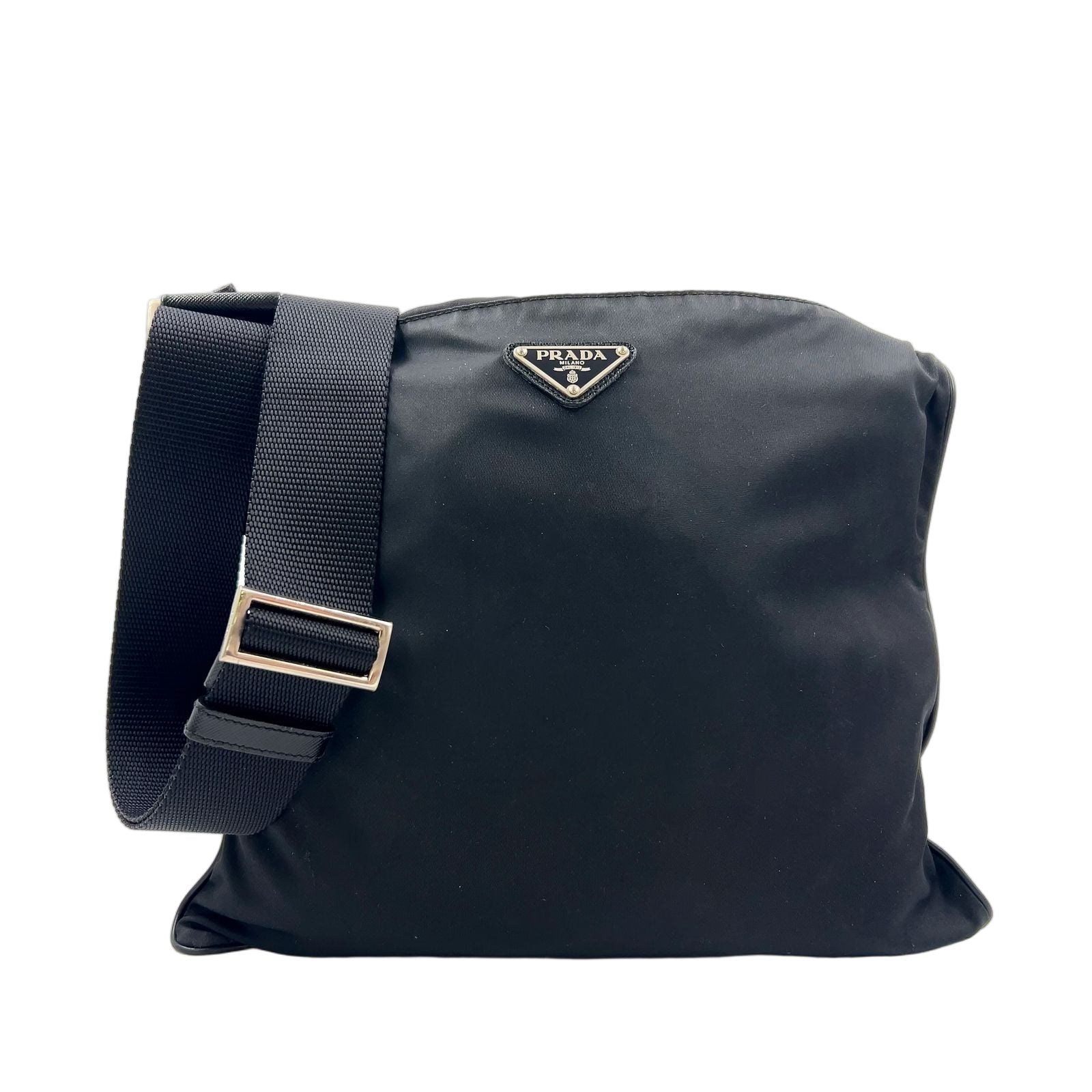 Prada Nylon Black Shoulder Bag Silver