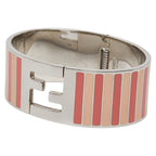 Fendi Stripe Bangle M Pink Silver Metal