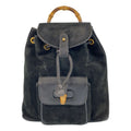 Gucci Bamboo Black Gold Hardware Suede 003 1705 0030 Backpack