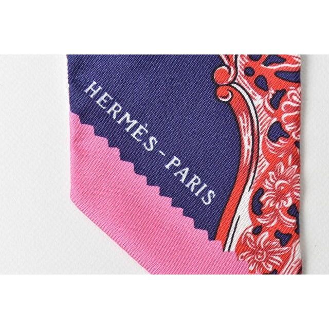 Hermes Tulley Scarf Silk Twill Royal Pink Multi — view 4
