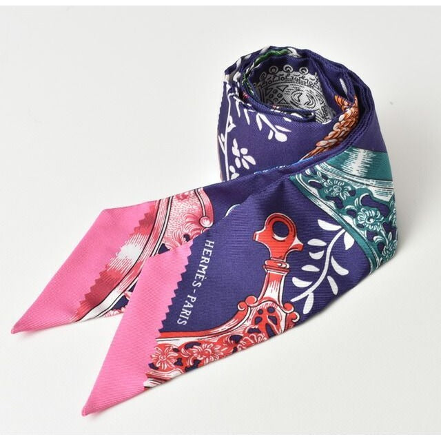 Hermes Tulley Scarf Silk Twill Royal Pink Multi