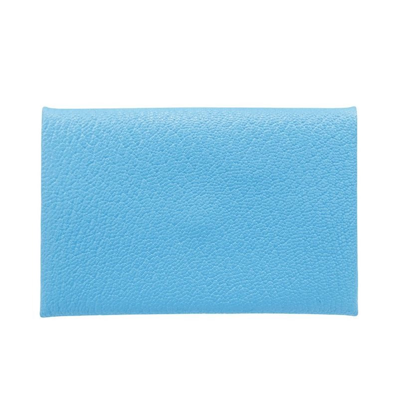 Hermes Card Case Men Brand Calvi Chevre Blue Aztec Business Holder — view 3