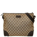 Gucci GG Canvas Crossbody Shoulder Bag Beige Brown Leather