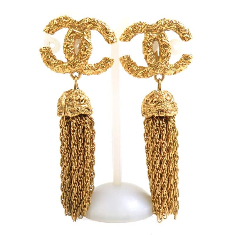 Chanel Earrings Coco Mark Tassel
