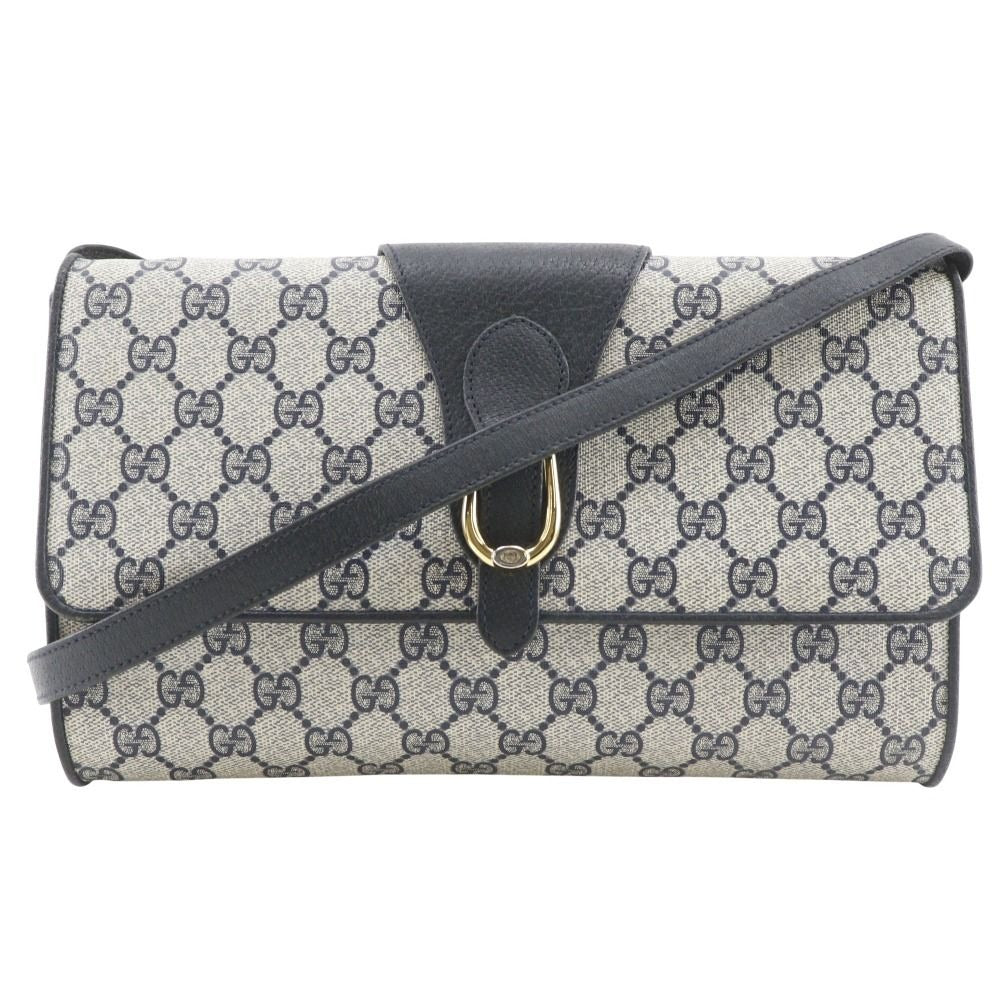 Gucci Vintage 2-Way Clutch 904.02.050 GG Plus Gray Navy Shoulder Bag