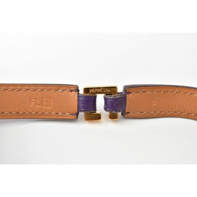 Hermes Bangle Bracelet Rival Doubletour Purple Gold Size — view 6
