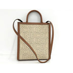 Celine 2-Way Shoulder Bag Small Vertical Cabas Canvas Leather Light Beige Brown — view 2