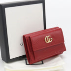 Gucci Compact Wallet GG Marmont Trifold with Coin Purse Leather