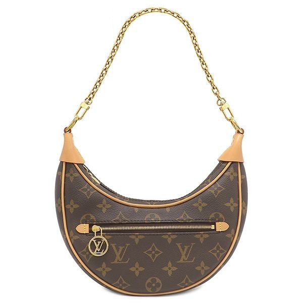 Louis Vuitton 2-Way Bag Loop Monogram Canvas Gold Brown Handbag Shoulder Half