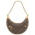 Louis Vuitton 2-Way Bag Loop Monogram Canvas Gold Brown Handbag Shoulder Half