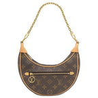 Louis Vuitton 2-Way Bag Loop Monogram Canvas Gold Brown Handbag Shoulder Half