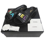 Chanel Multicolor Logo Sandals Black Size 36 C Apparel — view 9