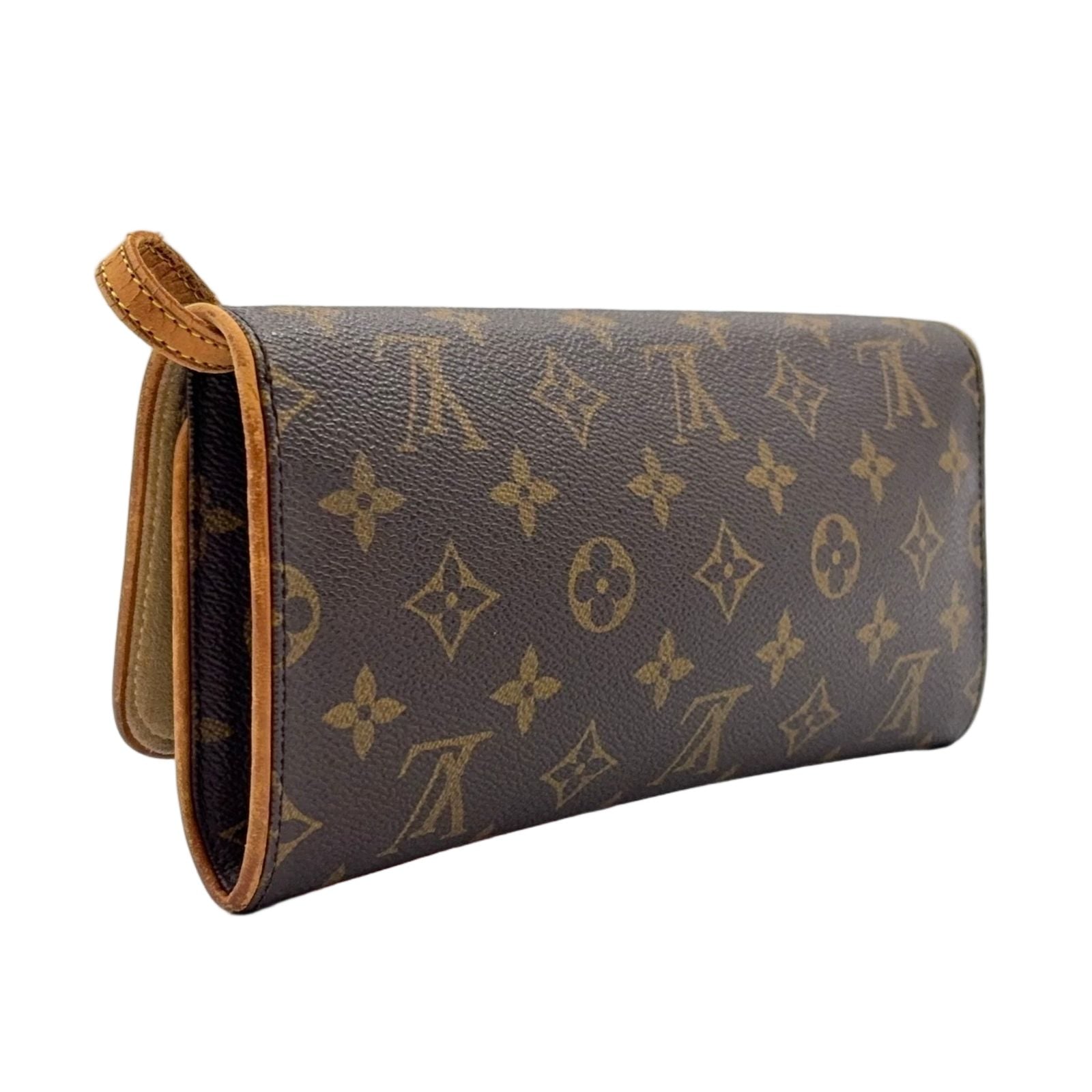 Louis Vuitton Pochette Twin GM Monogram Leather Brown Shoulder Bag Gold — view 2