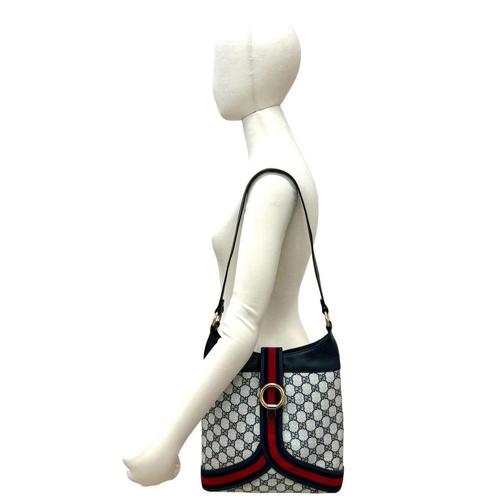 Gucci Vintage Sherry Shoulder Bag Navy X Red — view 2