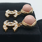 Chanel Earrings Pink Pearl Rhinestone CC Logo Gold — view 6