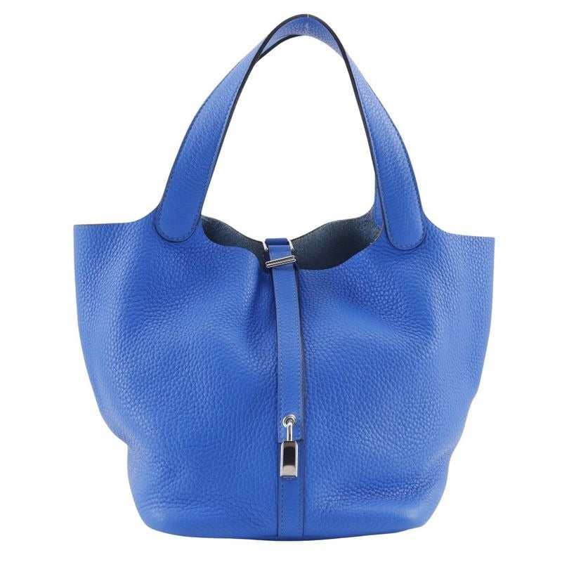 Hermes Picotin Lock MM Taurillon Clemence Blue Idylla Handbag