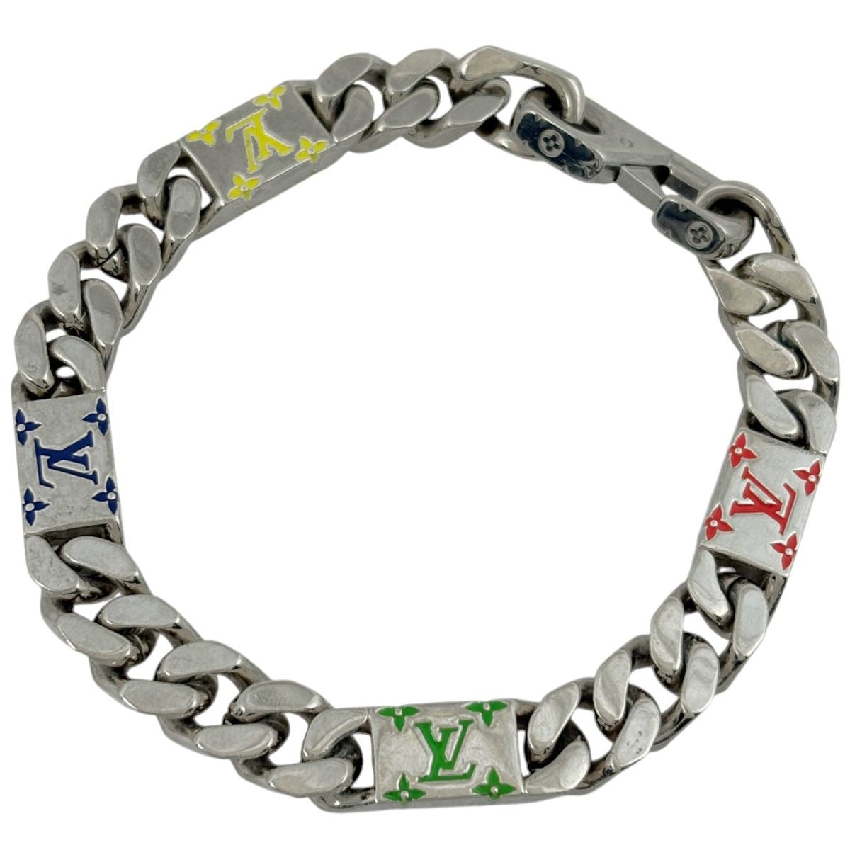 Louis Vuitton LV Mosaic Bracelet Chain Silver Plated