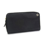 Gucci Long Wallet Interlocking Zip Around Black Leather