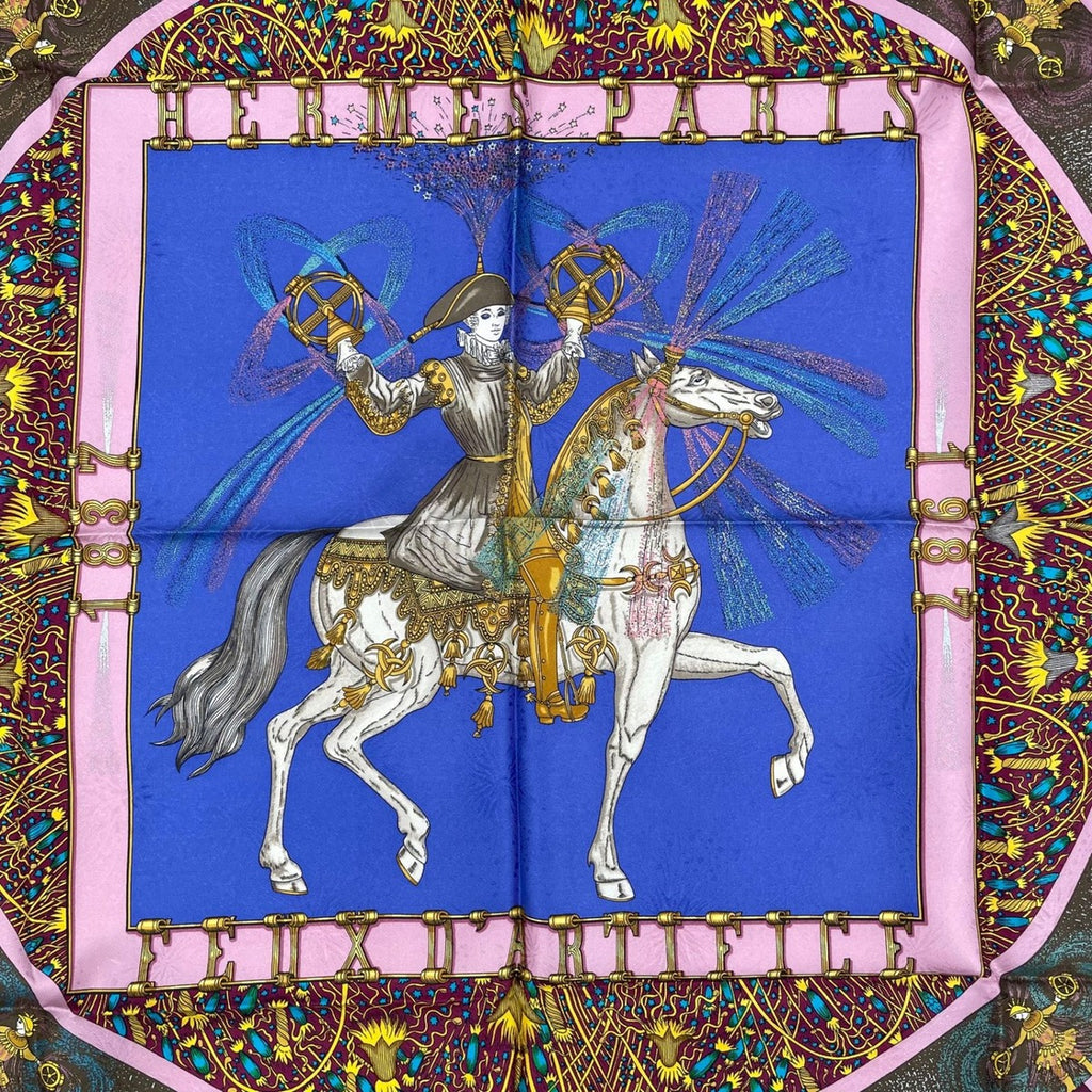 Hermes Scarf Silk Carre 90 Feux D'artifice Purple — view 6