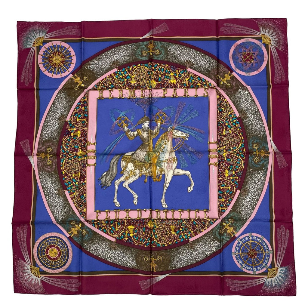 Hermes Scarf Silk Carre 90 Feux D'artifice Purple