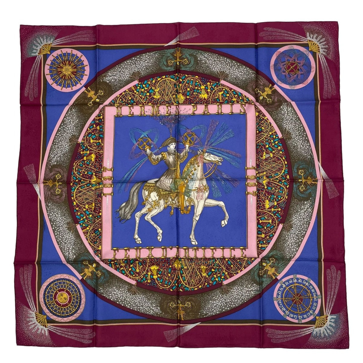 Hermes Scarf Silk Carre 90 Feux D'artifice Purple