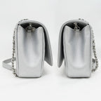 Chanel Small Chain Shoulder Bag Filigree Caviar Leather Silver Hardware — view 4