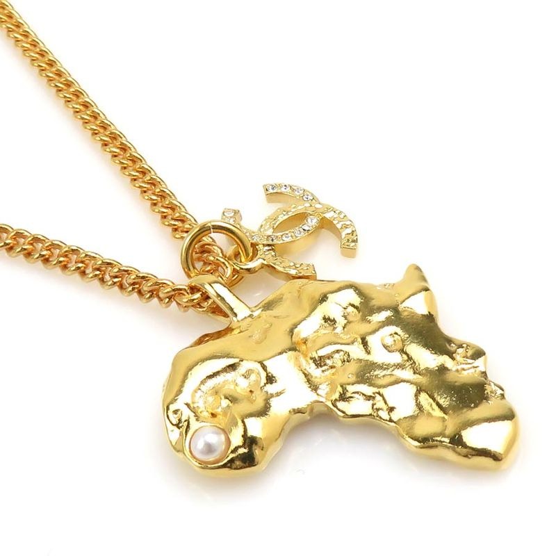 Chanel Camellia Gold Pendant Necklace — view 2