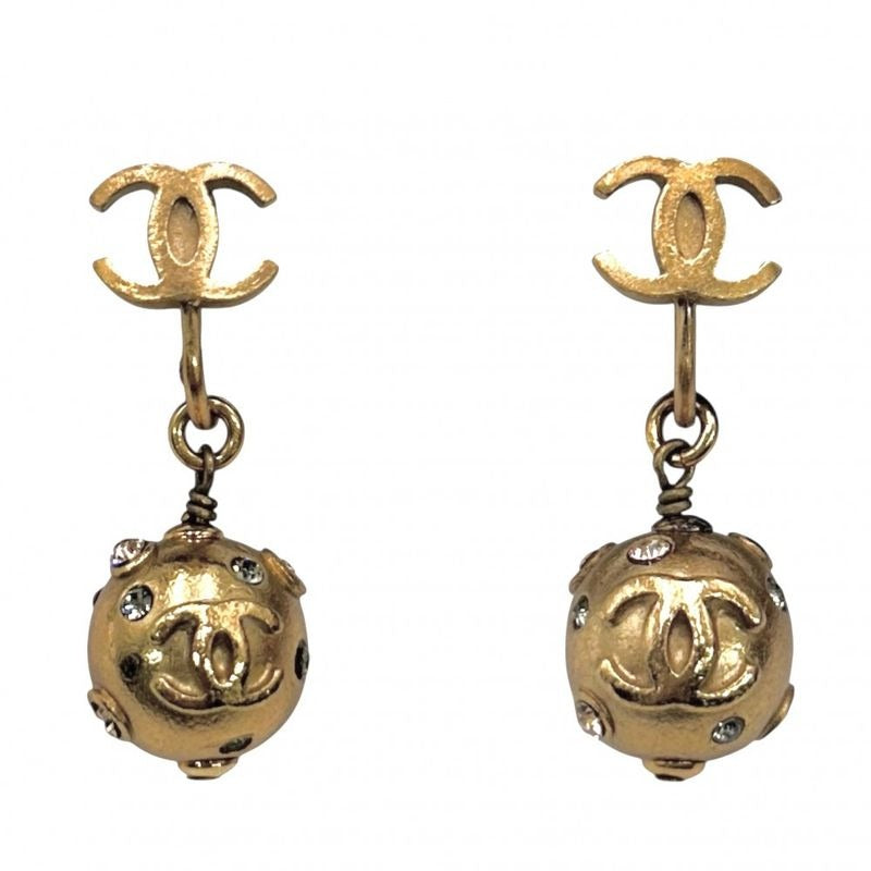 Chanel Earrings Coco Mark Swing Accessory Vintage GP Rhinestone
