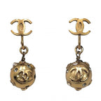 Chanel Earrings Coco Mark Swing Accessory Vintage GP Rhinestone