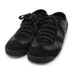 Louis Vuitton Monogram Denim Low Cut Sneakers Shoes Suede Black 6 1 2 Size