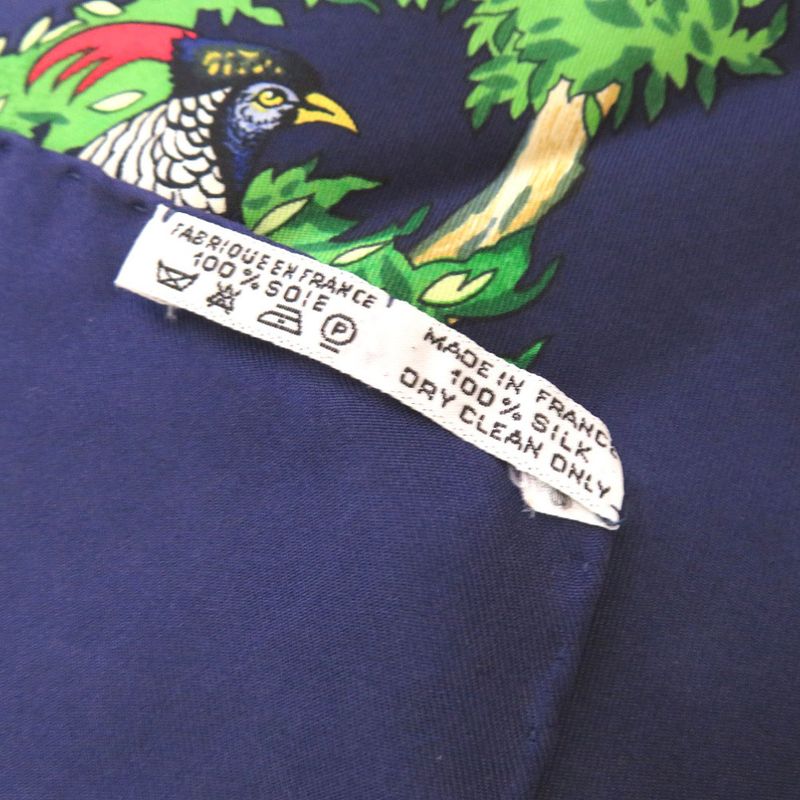 Hermes Carre 90 Sichlian Sicilian Animals Sichuan Silk Navy Scarf Blue — view 3