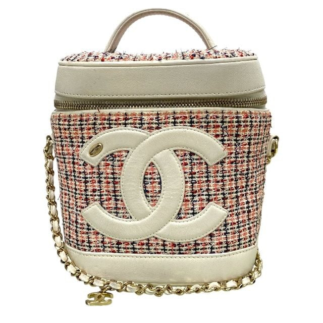 Chanel As0323 Vanity Case Bag Chain Shoulder 27 th Tweed White