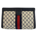 Gucci Vintage Sherry Line Gray GG Supreme Canvas 422 39 012 Clutch