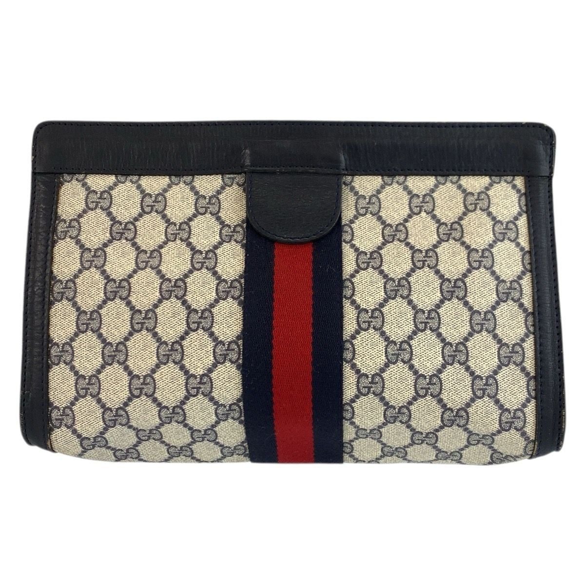 Gucci Vintage Sherry Line Gray GG Supreme Canvas 422 39 012 Clutch