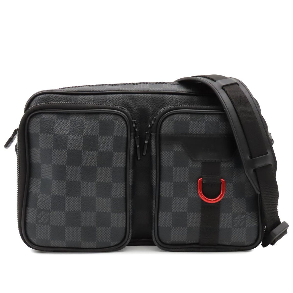 Louis Vuitton Utility Messenger Shoulder Bag Black Damier Graphite