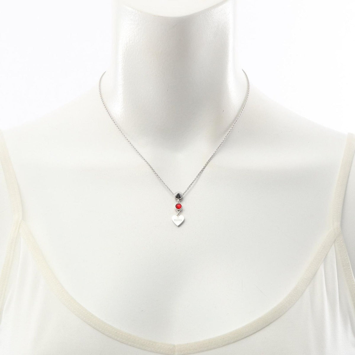Gucci Necklace Red Heart Silver — view 5