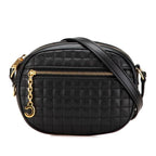 Celine CC Charm Small Crossbody Shoulder Bag Black Leather