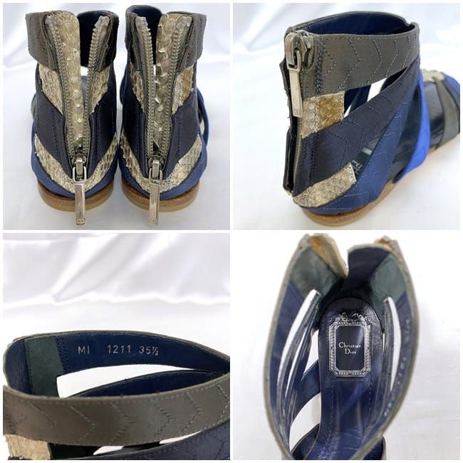 Christian Dior Gurkha Sandals Silver Blue Navy — view 2