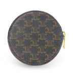 Celine Coin Case Triomphe 10 D222 Bq3.38 no Leather Black Brown Gold Hardware — view 3